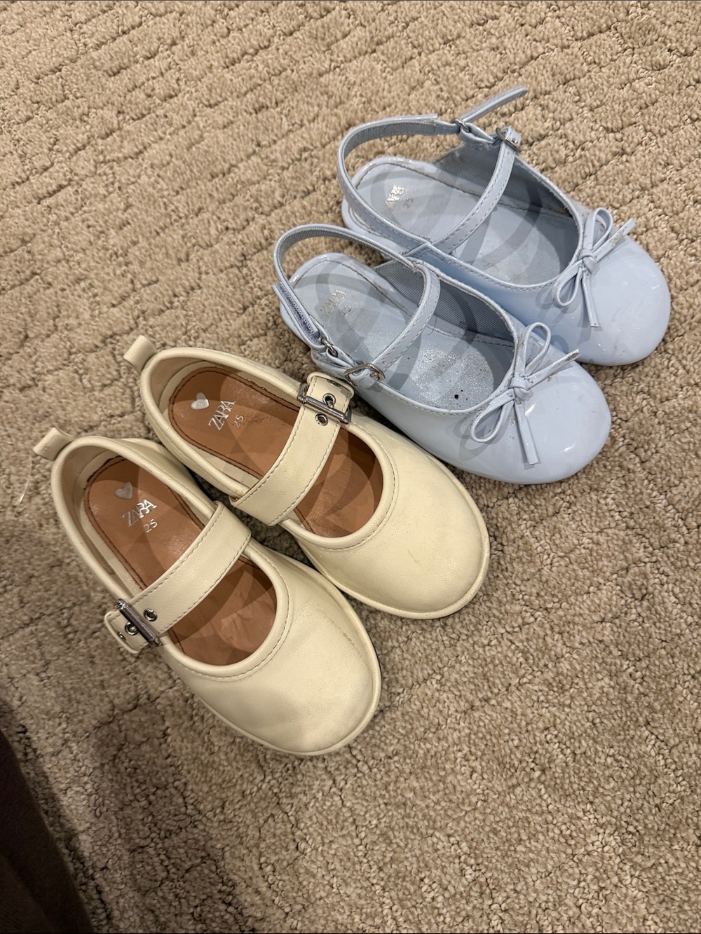 Zara Kids Cream and Light Blue Mary Jane Pair